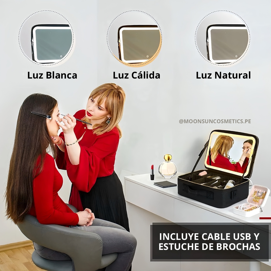 Maleta de maquillaje con Espejo Led 26x23cm