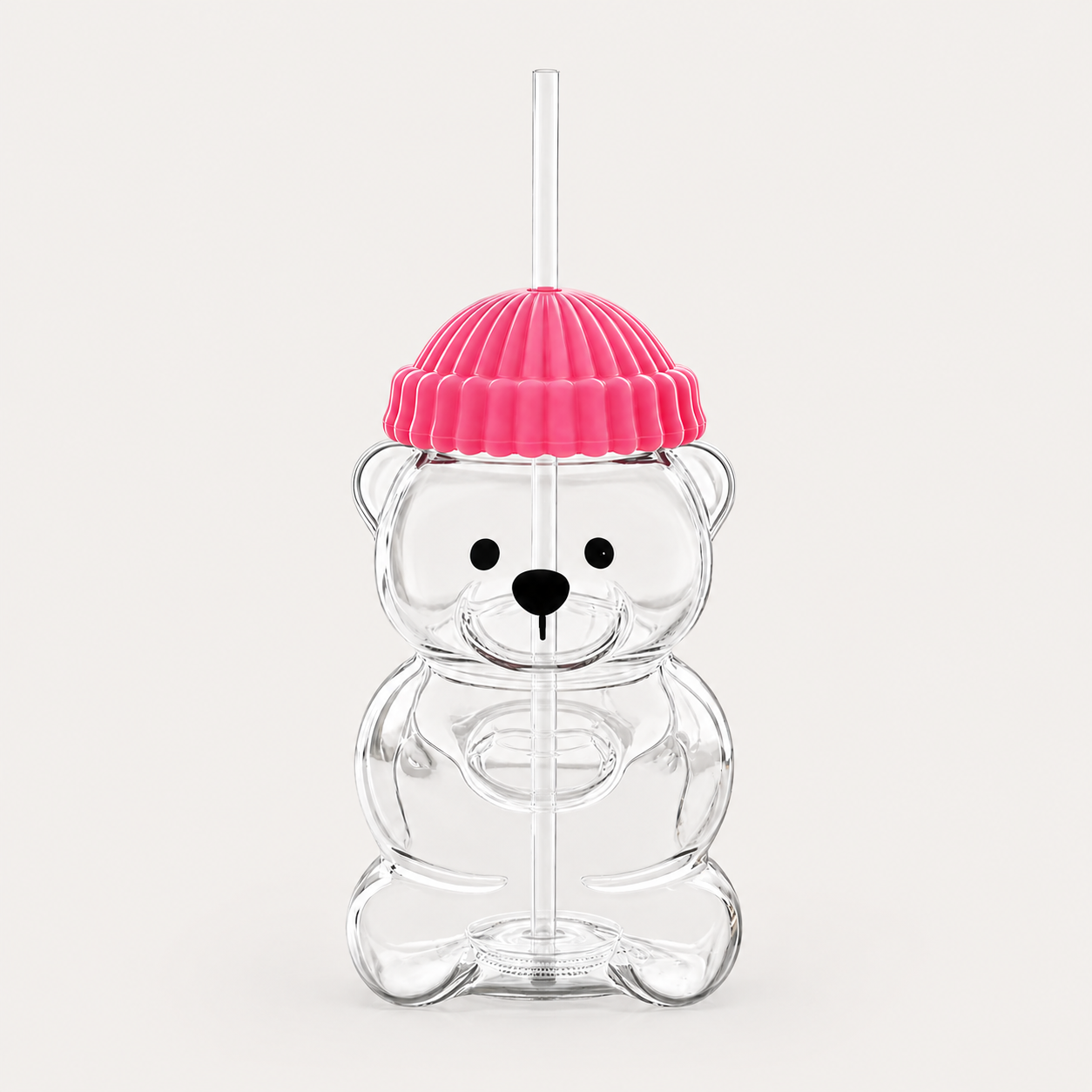 Vaso oso viral rosa con sorbete