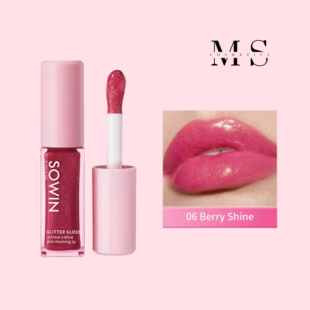 Brillo labial glow con destellos de glitter - Sowin