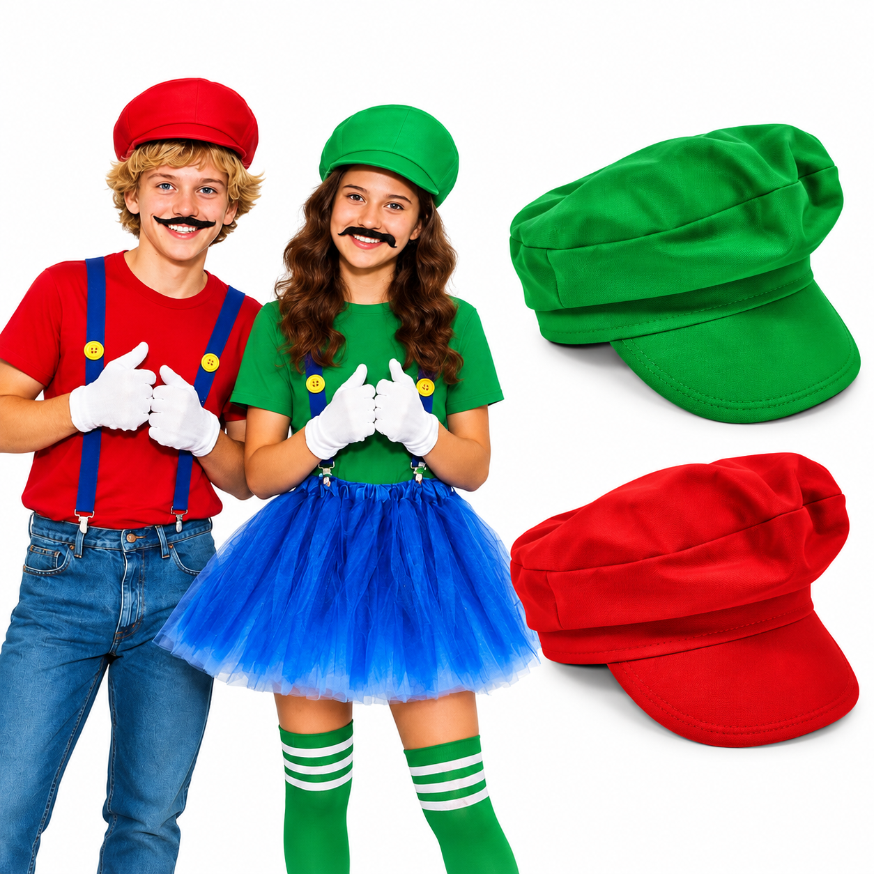 Set x 2 gorros Mario bros y Luigi
