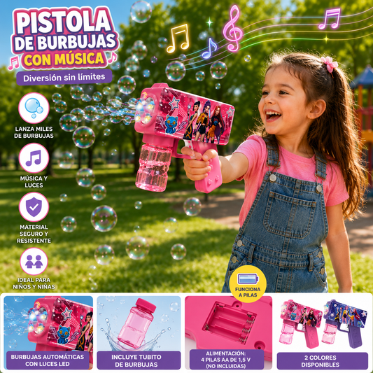Pistola burbujas con sonido musical y luces - kpop