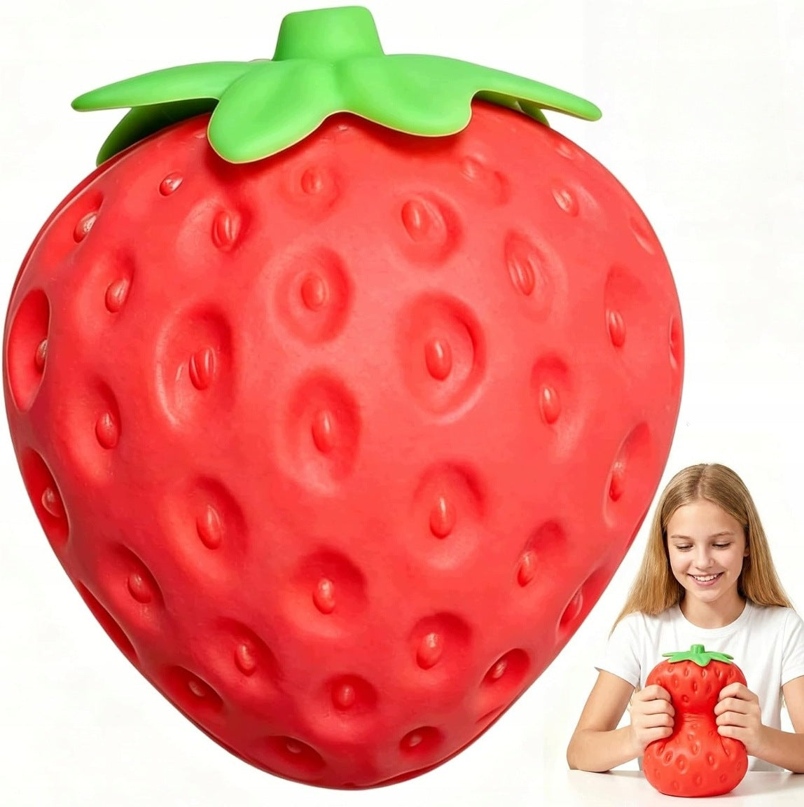 Squishy fresa XXL antiestrés apretable