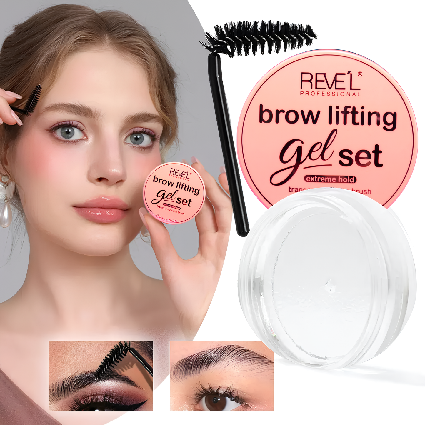 Gel Fijador de Cejas  Transparente con Cepillo – Efecto Laminado Natural