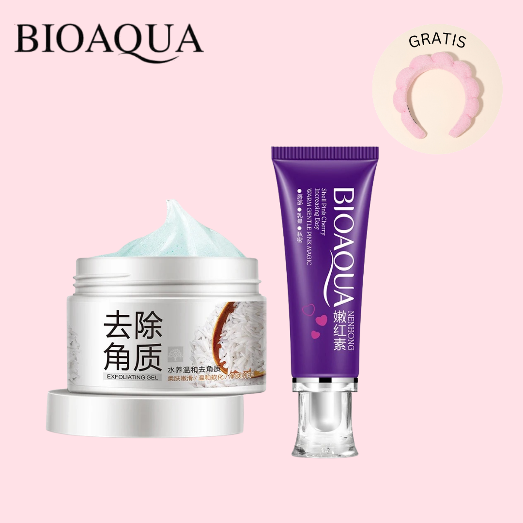 Crema aclarante natural + Gel exfoliante de arroz - Bioaqua