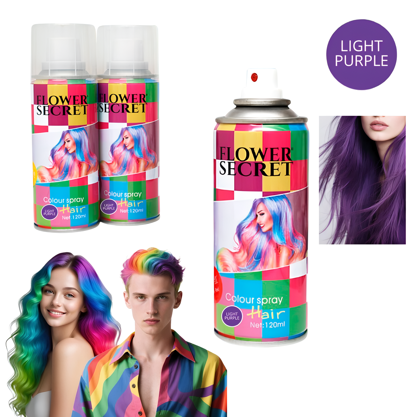 Tinte Spray de cabello lavable morado