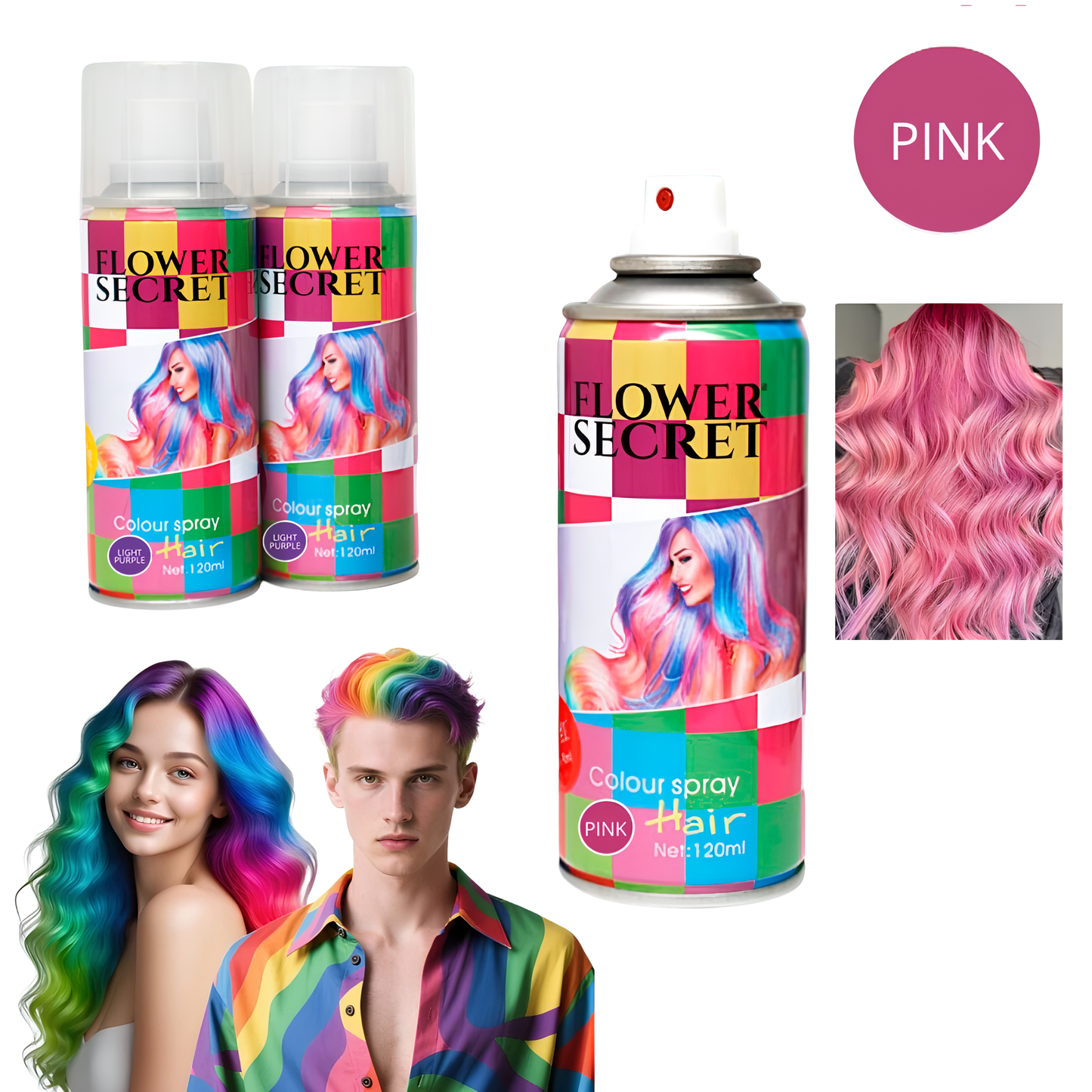 Tinte Spray de Cabello lavable rosado