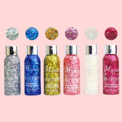 Glitter en Gel rostro y cuerpo -Miundo
